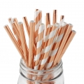 Wholesale Paper Straws Rose Gold paper straws Chevron Stripe Polka Dot Star Soild